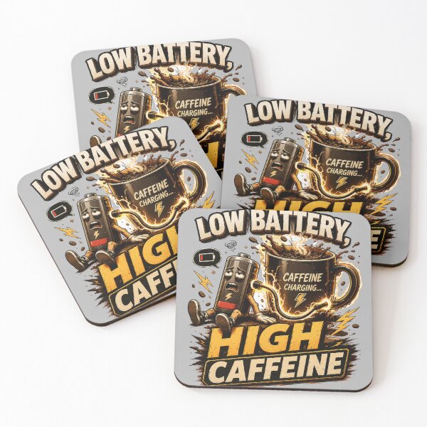 Item preview, Low Battery High Caffeine Funny Coffee designed and sold by pradeepvisuals.