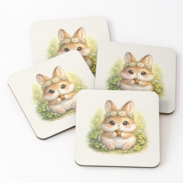 Item preview, Kawaii Cottontail Rabbit Watercolor Cute Bunny with Acorn Chibi Animal Illustration designed and sold by MagicMakerPh.