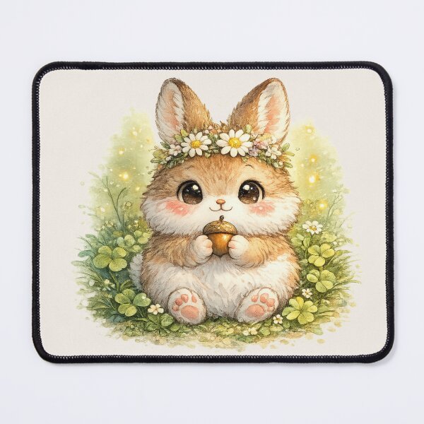 Item preview, Kawaii Cottontail Rabbit Watercolor Cute Bunny with Acorn Chibi Animal Illustration designed and sold by MagicMakerPh.