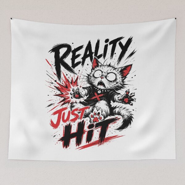 Item preview, Reality Just Hit – Funny Shocked Cat designed and sold by VONJU.