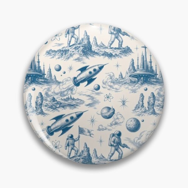 Item preview, Retro Sci-Fi Rocket Toile Pattern Atomic Space Age designed and sold by StickyGuys.