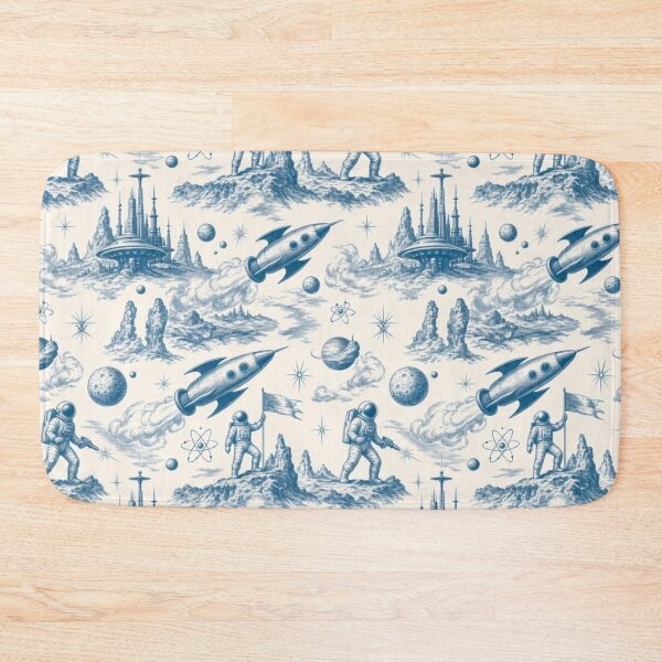 Item preview, Retro Sci-Fi Rocket Toile Pattern Atomic Space Age designed and sold by StickyGuys.