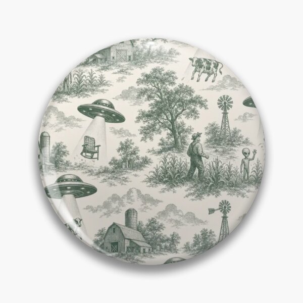 Item preview, Vintage UFO Abduction Toile Pattern Retro Alien designed and sold by StickyGuys.