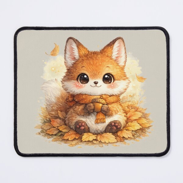Item preview, Kawaii Fox Kit Watercolor Cute Baby Fox Autumn Chibi Woodland Illustration designed and sold by MagicMakerPh.
