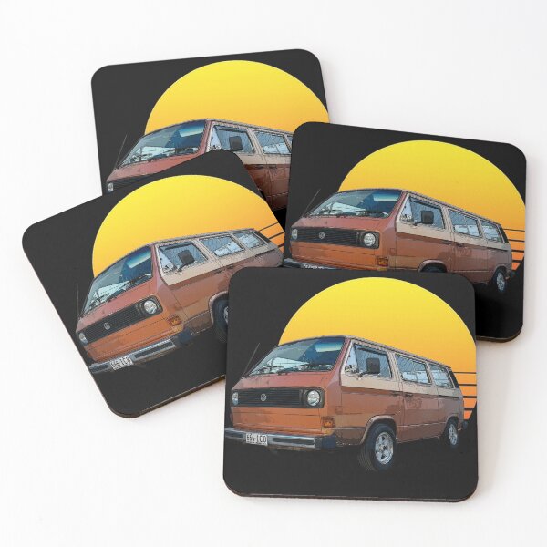 Item preview, Retro Sunset Bus on a Black Background designed and sold by Mattyeves01.