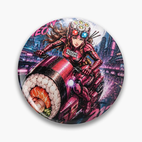 Item preview, SUSHI MASK WOMAN NEO: Cyberpunk Biker Hero of 2126 designed and sold by Japan Cyberpunk Universe & Surreal Characters.