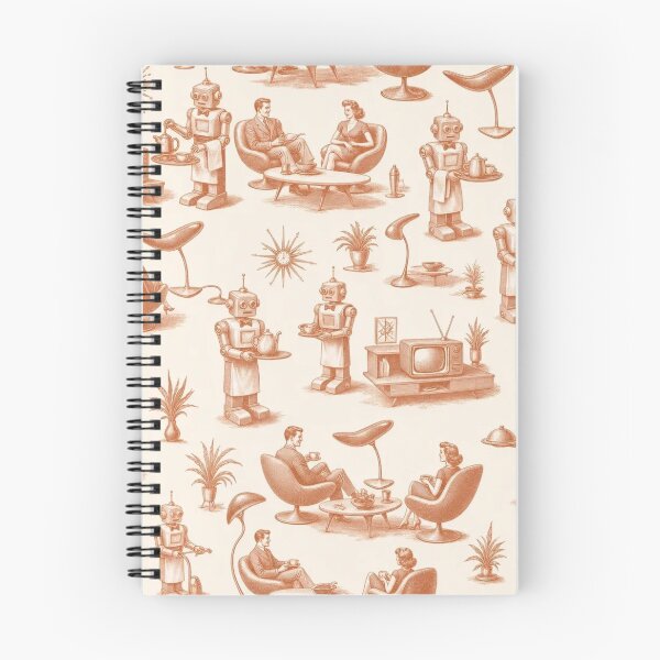 Item preview, Retro Robot Butler Toile Pattern Atomic Home designed and sold by StickyGuys.