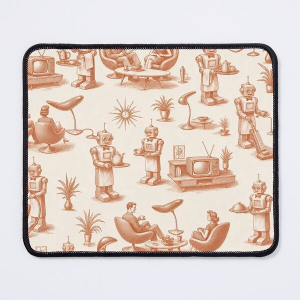 Item preview, Retro Robot Butler Toile Pattern Atomic Home designed and sold by StickyGuys.