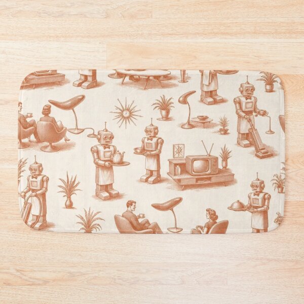Item preview, Retro Robot Butler Toile Pattern Atomic Home designed and sold by StickyGuys.