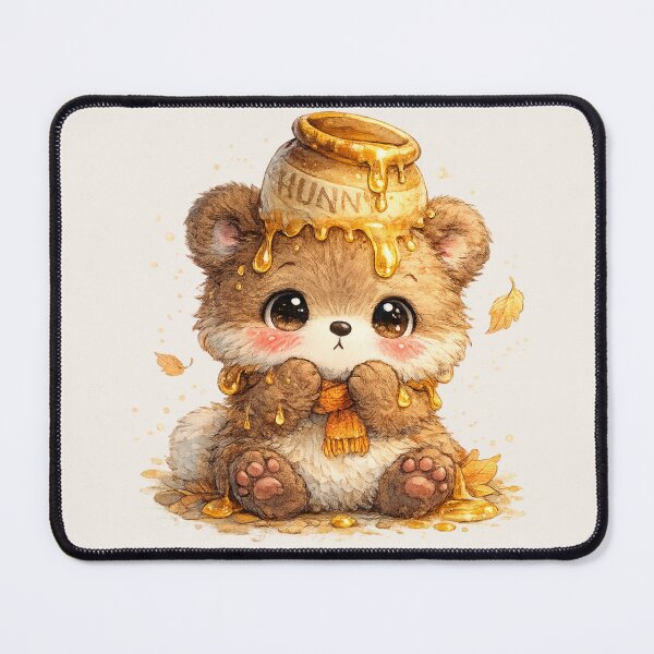 Item preview, Kawaii Bear Cub with Honey Pot Watercolor Cute Chibi Woodland Bear Illustration designed and sold by MagicMakerPh.