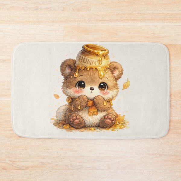 Item preview, Kawaii Bear Cub with Honey Pot Watercolor Cute Chibi Woodland Bear Illustration designed and sold by MagicMakerPh.