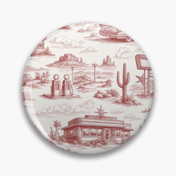 Item preview, Retro Diner Motel Toile Pattern Vintage Americana designed and sold by StickyGuys.