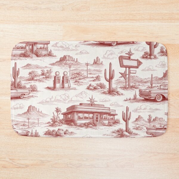 Item preview, Retro Diner Motel Toile Pattern Vintage Americana designed and sold by StickyGuys.
