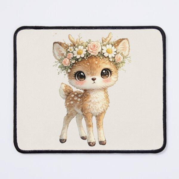 Item preview, Kawaii Baby Deer with Flower Crown Watercolor Cute Woodland Fawn Illustration designed and sold by MagicMakerPh.