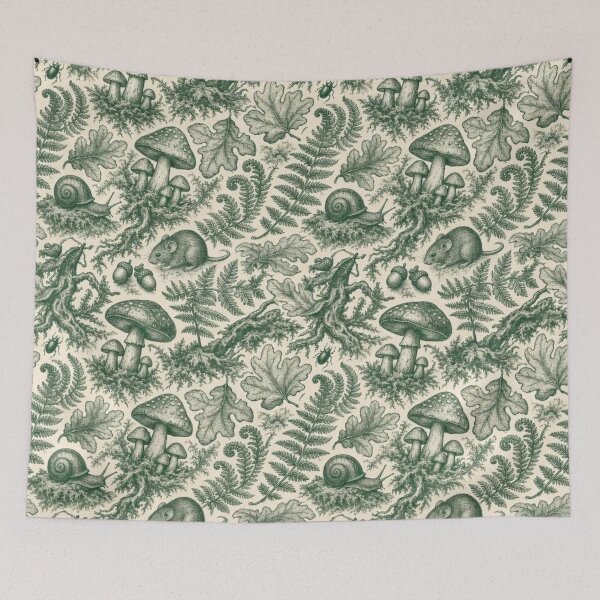 Item preview, Dark Cottagecore Forest Floor Toile Pattern Moody Woodland designed and sold by StickyGuys.
