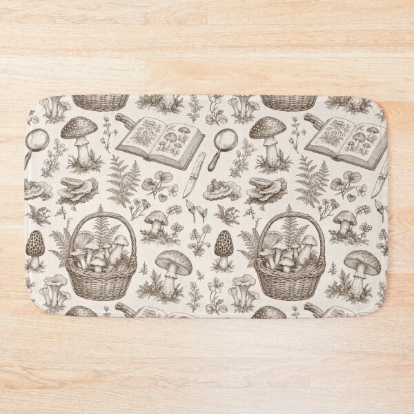 Item preview, Vintage Mushroom Foraging Toile Pattern Botanical Cottagecore designed and sold by StickyGuys.
