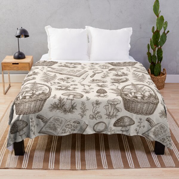 Item preview, Vintage Mushroom Foraging Toile Pattern Botanical Cottagecore designed and sold by StickyGuys.
