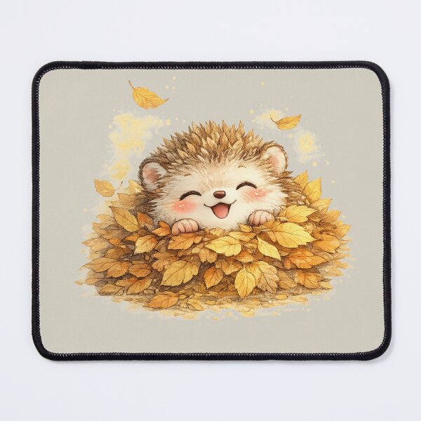 Item preview, Kawaii Hedgehog in Autumn Leaves Watercolor Cute Chibi Woodland Illustration designed and sold by MagicMakerPh.