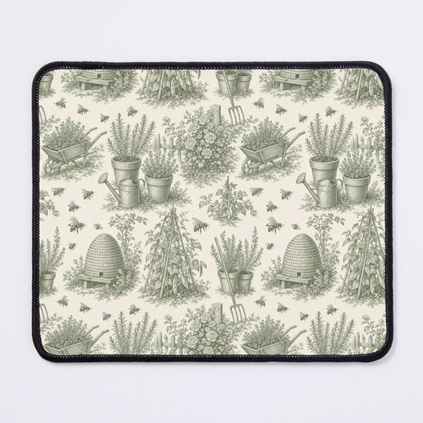 Item preview, Cottage Herb Garden Toile Pattern Vintage Bees Botanical designed and sold by StickyGuys.