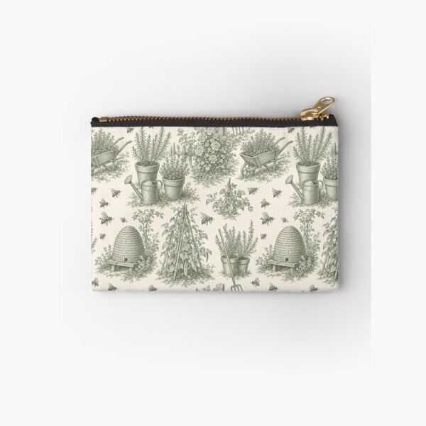 Item preview, Cottage Herb Garden Toile Pattern Vintage Bees Botanical designed and sold by StickyGuys.