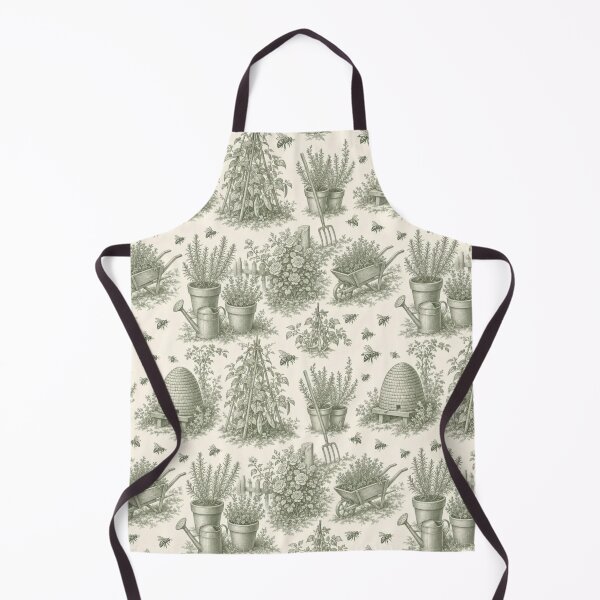 Item preview, Cottage Herb Garden Toile Pattern Vintage Bees Botanical designed and sold by StickyGuys.