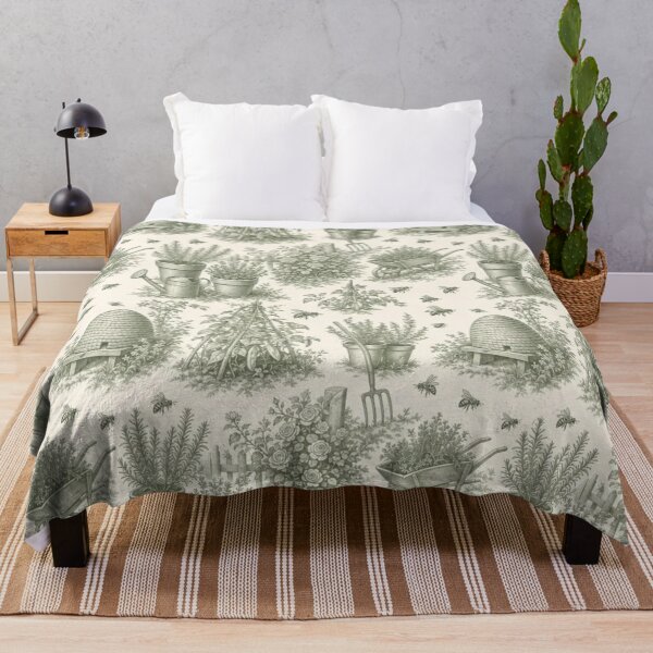 Item preview, Cottage Herb Garden Toile Pattern Vintage Bees Botanical designed and sold by StickyGuys.