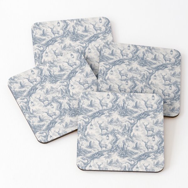 Item preview, Foggy Forest Deer Lantern Toile Pattern Ethereal Woodland designed and sold by StickyGuys.