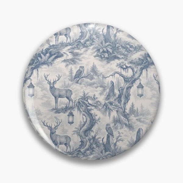 Item preview, Foggy Forest Deer Lantern Toile Pattern Ethereal Woodland designed and sold by StickyGuys.