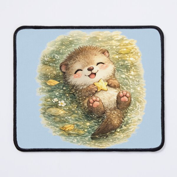 Item preview, Kawaii Woodland Otter Watercolor Cute Floating River Animal Illustration designed and sold by MagicMakerPh.