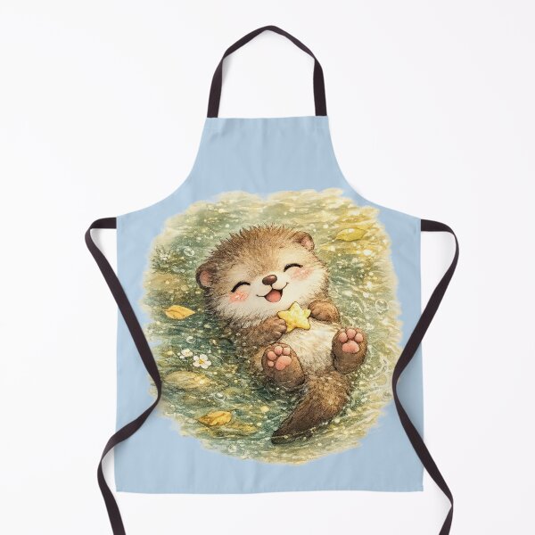 Item preview, Kawaii Woodland Otter Watercolor Cute Floating River Animal Illustration designed and sold by MagicMakerPh.