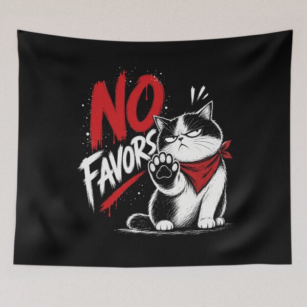 Item preview, No Favors - Sassy Bandana Cat Sketch designed and sold by VONJU.