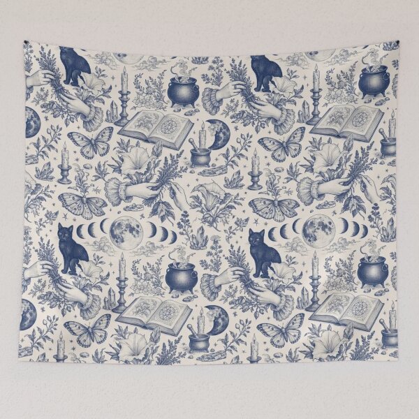 Item preview, Moon Witch Ritual Toile Pattern Celestial Occult designed and sold by StickyGuys.