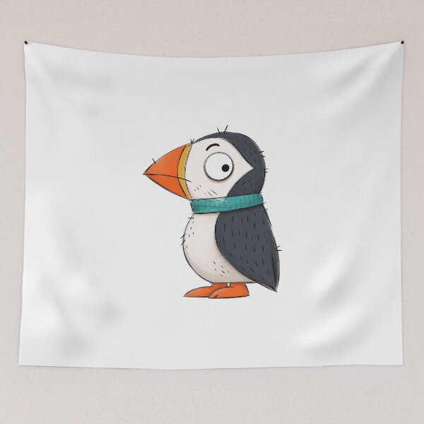 Item preview, Puffin with a Turquoise Neck Warmer designed and sold by The-Art-of-D.