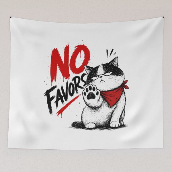 Item preview, No Favors - Sassy Bandana Cat Sketch designed and sold by VONJU.
