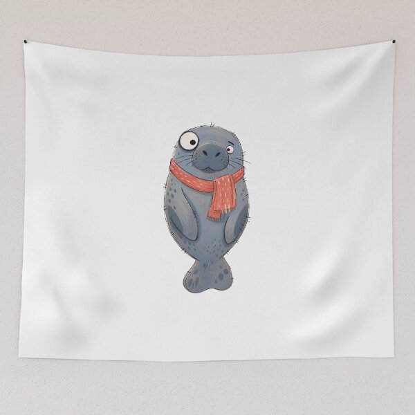 Item preview, Floating Manatee with a Coral Scarf designed and sold by The-Art-of-D.