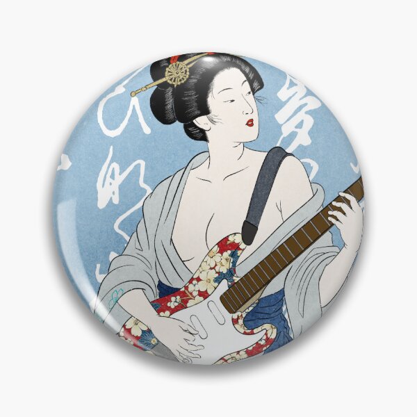 Item preview, Geisha Playing Electric Guitar Ukiyo-e Japanese Rock designed and sold by AkogareWorks.