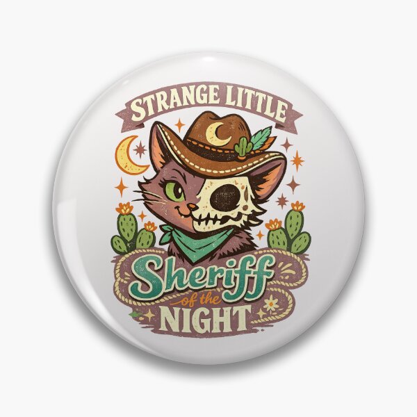 Item preview, Strange Little Sheriff of the Night – Spooky Western Cat designed and sold by inkoutninja.
