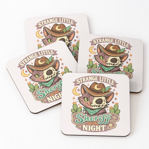 Item preview, Strange Little Sheriff of the Night – Spooky Western Cat designed and sold by inkoutninja.