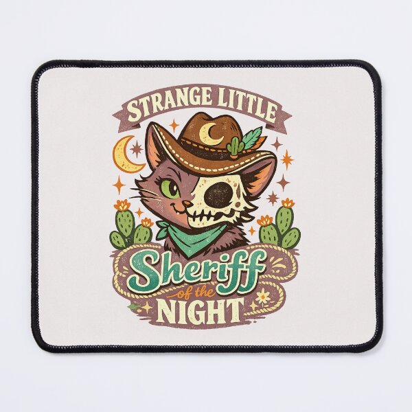 Item preview, Strange Little Sheriff of the Night – Spooky Western Cat designed and sold by inkoutninja.