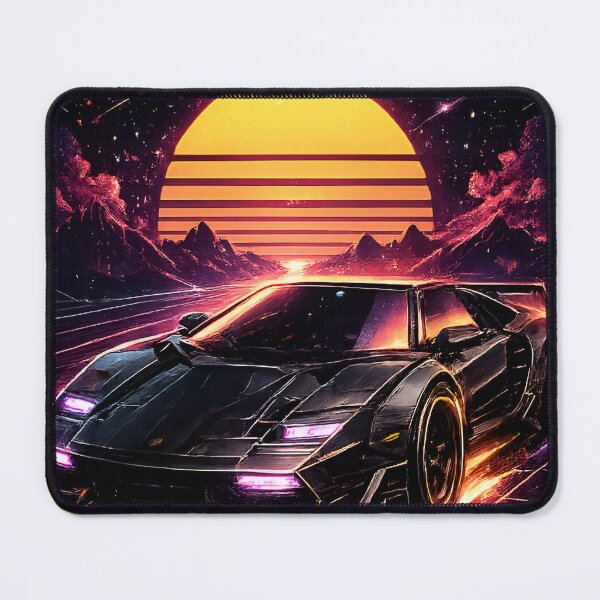 Item preview, Retro Future 1980s Synthwave Sports Car with Outrun Sunset Grid designed and sold by RiteshCenter .