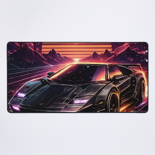 Item preview, Retro Future 1980s Synthwave Sports Car with Outrun Sunset Grid designed and sold by RiteshCenter .
