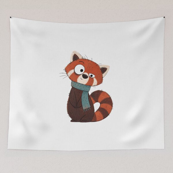 Item preview, Leaning Red Panda with a Teal Scarf designed and sold by The-Art-of-D.
