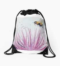 Bumble bee and Pink Flower Drawstring Bag
