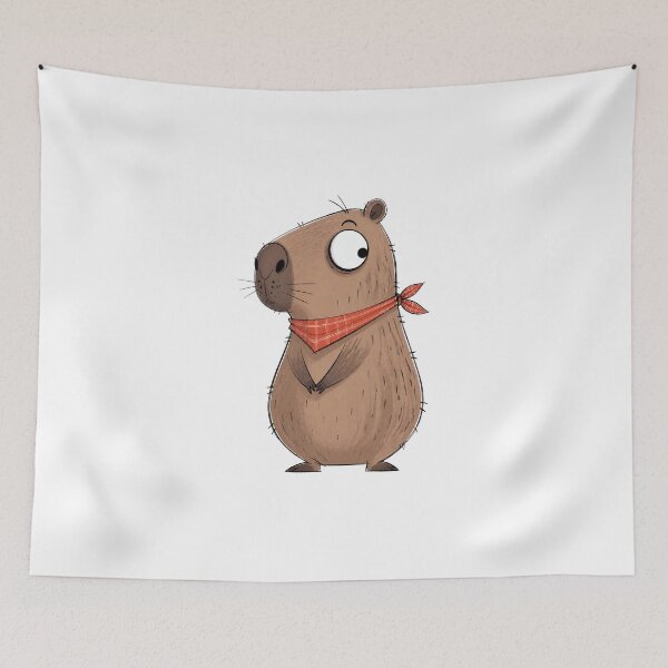 Item preview, Curious Capybara in a Coral Neckerchief designed and sold by The-Art-of-D.