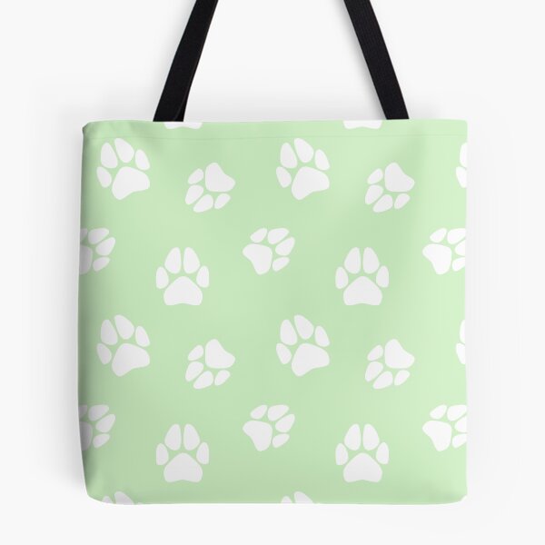 Item preview, Pale Green and White Paw Print Pattern designed and sold by SolGalaxyDesign.