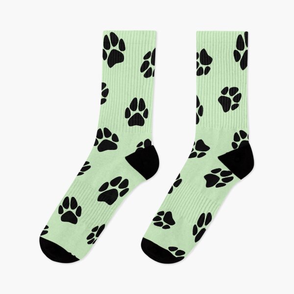 Item preview, Pastel Green and Black Paw Print Pattern designed and sold by SolGalaxyDesign.