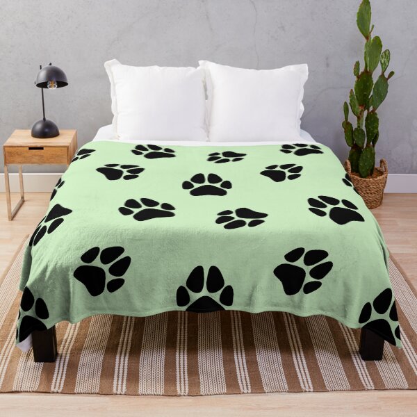 Item preview, Pastel Green and Black Paw Print Pattern designed and sold by SolGalaxyDesign.