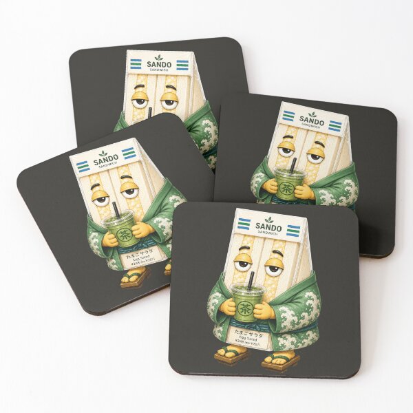 Item preview, Tamago Sando Drinking Matcha | Cute Japanese Egg Sandwich Mascot designed and sold by TheTrendsDesk.