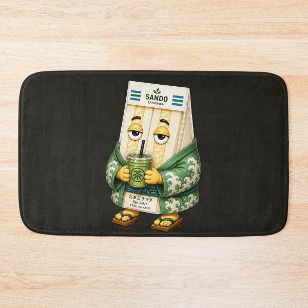 Item preview, Tamago Sando Drinking Matcha | Cute Japanese Egg Sandwich Mascot designed and sold by TheTrendsDesk.