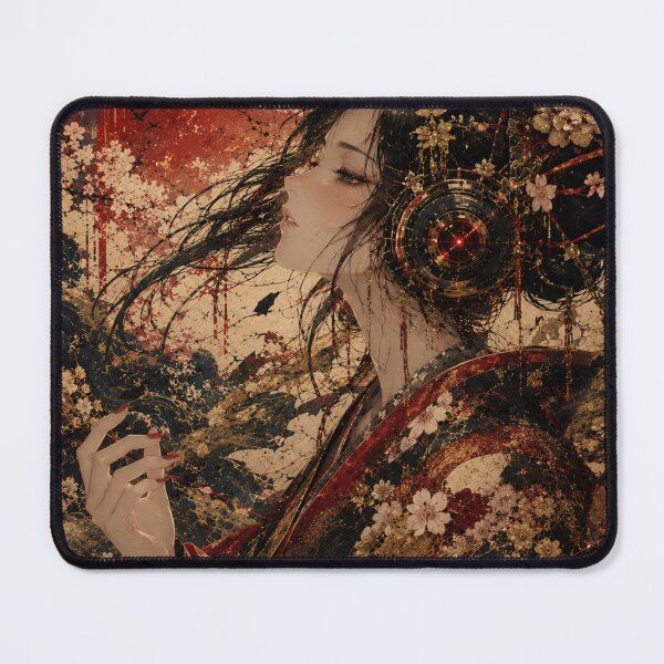 Item preview, Cyberpunk Geisha with Cherry Blossoms – Futuristic Japanese Art designed and sold by Japan-kanji-ya.
